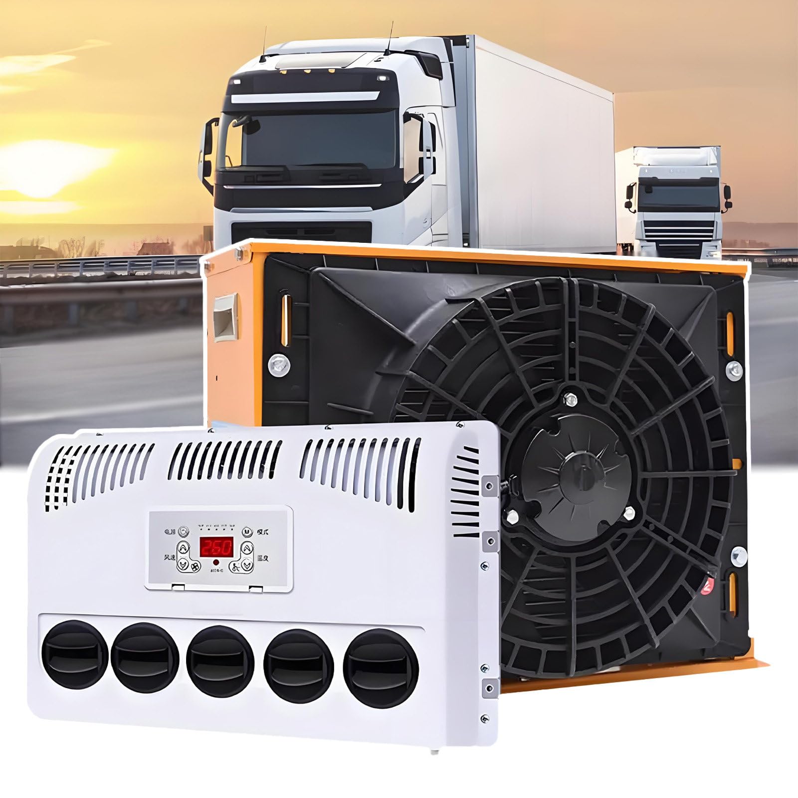 Condizionatore d'aria universale portatile, 12 V/24 V, raffreddamento a basso rumore, telecomando per camion, autobus, roulotte, escavatori, furgoni
