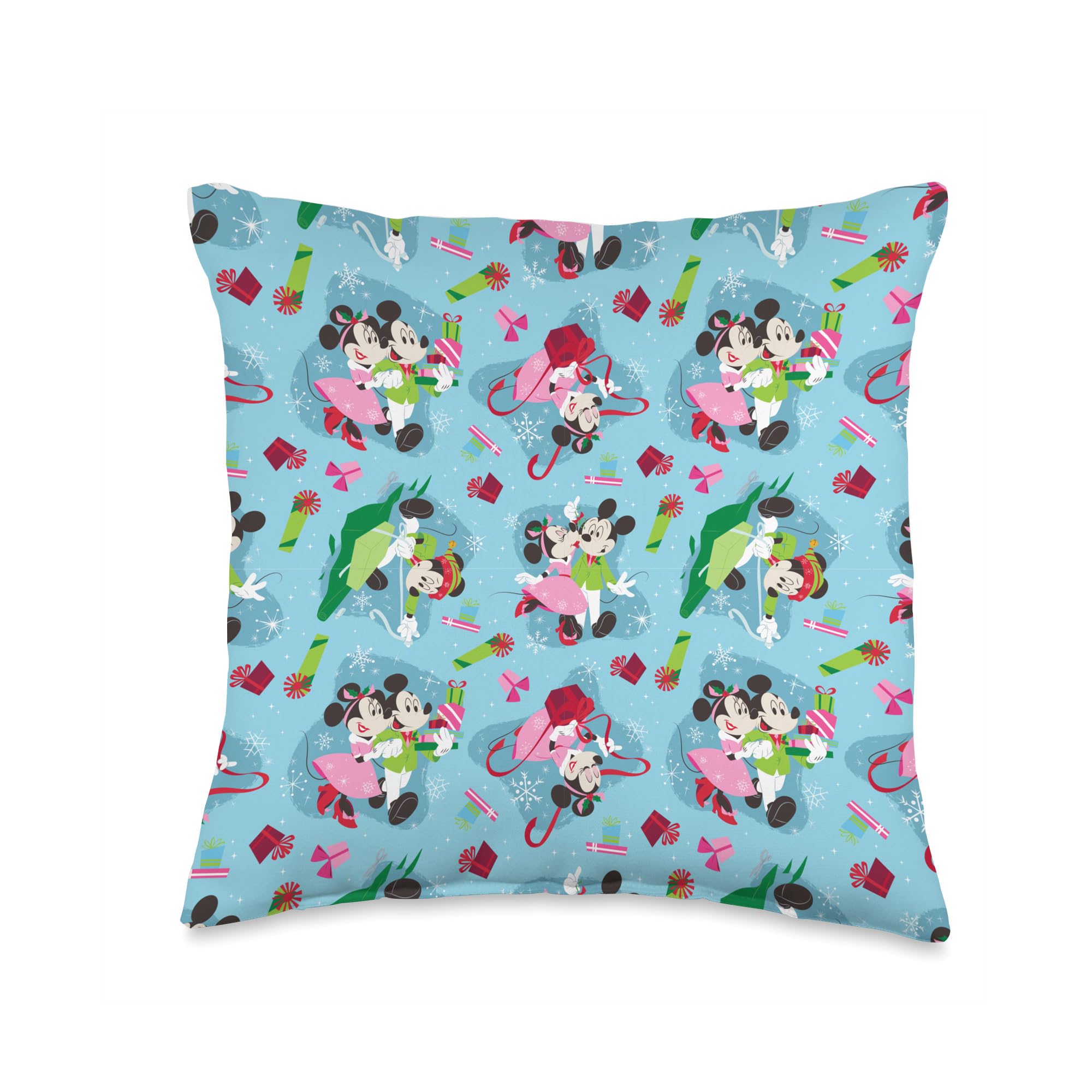 Coussin Mickey & Minnie Mouse Disney Holly Jolly Gifts carré multicolore pour salon