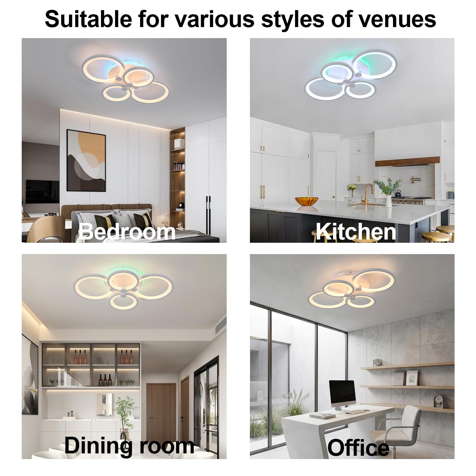 STCH Plafoniera Led Soffitto Dimmerabile, Lampada da Soffitto con Telecomando 60W Rond, Lampadario Camera da Letto Moderna per Soggiorno Corridoio Balcone Cucina Ufficio domestico, 3000K~6000K