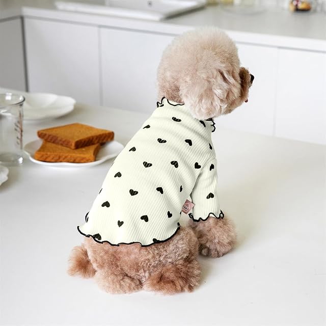 Foto 4 de 6 de Yaopelky Ropa para Mascotas para Perros pequeños y Gatos, Camisa con Estampado de corazón para Verano, otoño
