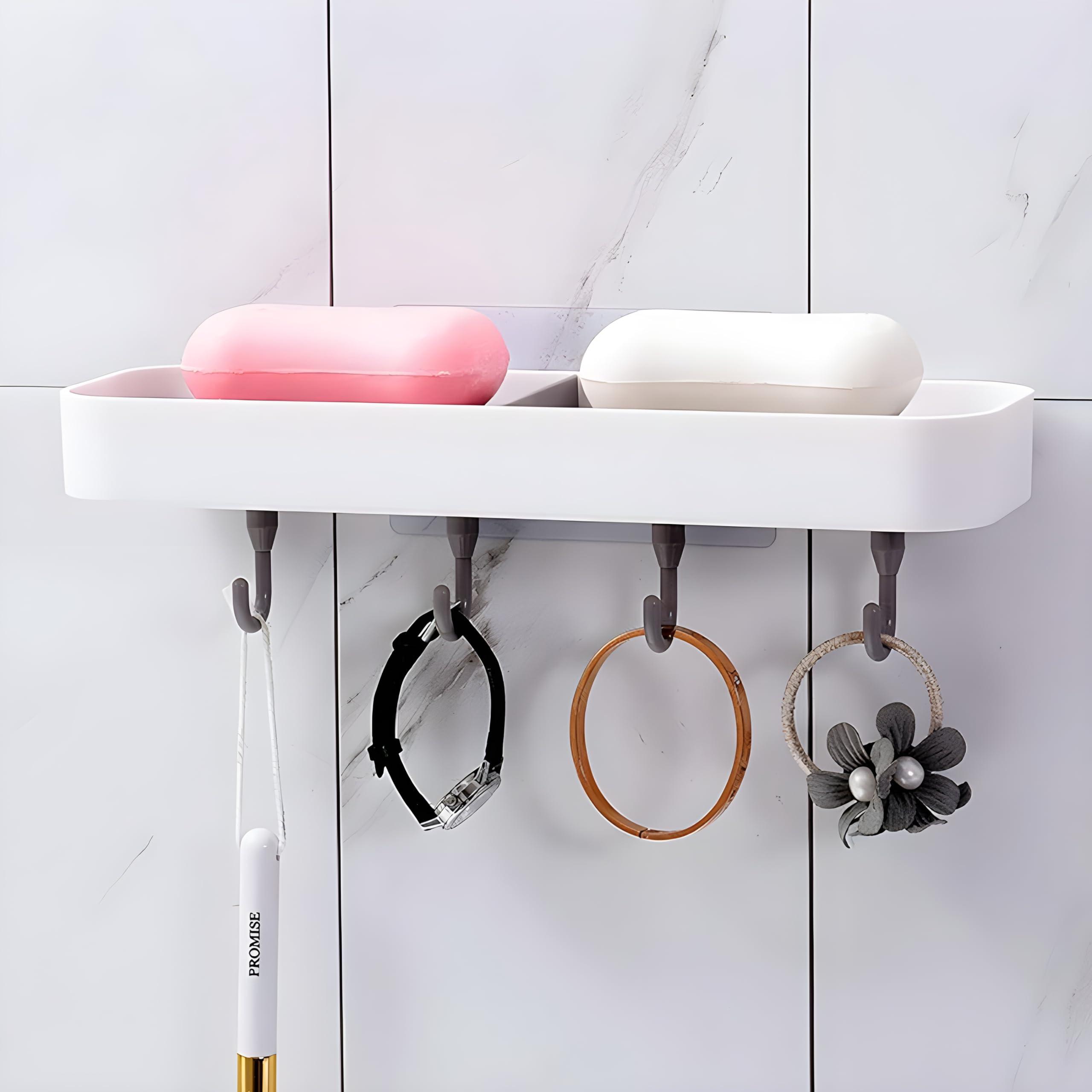 JIALTO Plastic Wall Mounted Double Layers Soap Dish Saver with Drain Tray, Adhesive Sponge Holder No-Drilling Soap Holder for Shower Bathroom Kitchen (Whites) (B0CG1LM5C4) Amazon Price History, Amazon Price Tracker