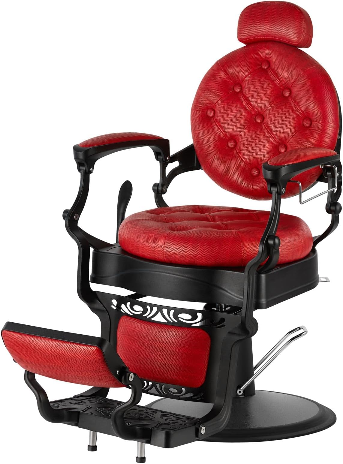 Artist hand Retro Barber Chair Heavy Duty Barber Chairs Vintage Salon Chair Hydraulic Recline Chair Rounded Cushioning Beauty Spa Styling Equipment(Red)