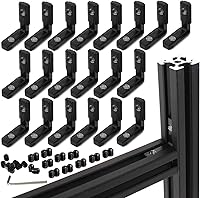 Vista 1 de 20 piezas de soporte de esquina de extrusión de aluminio negro de 2020 con ranura en T, forma interior en L, conector de hardware de ángulo de unión