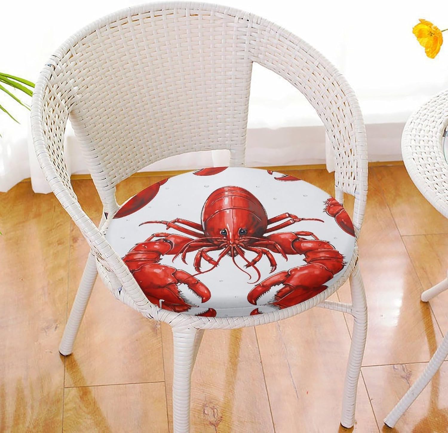 Red Lobster Print 1.3 * 15.3 Inch Diameter Round Cushion,Memory Foam Seat Cushion with Removable Cover,Chair Pad for Porch Garden Balcony Patio Furniture Stools