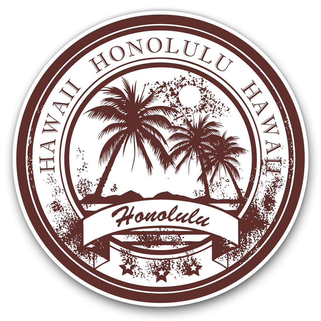 Vinyl Stickers (Set of 2) 10cm - Honolulu Hawaii Travel Stamp Decals for Laptops,Tablets,Luggage,Scrap Booking,Fridges, 112