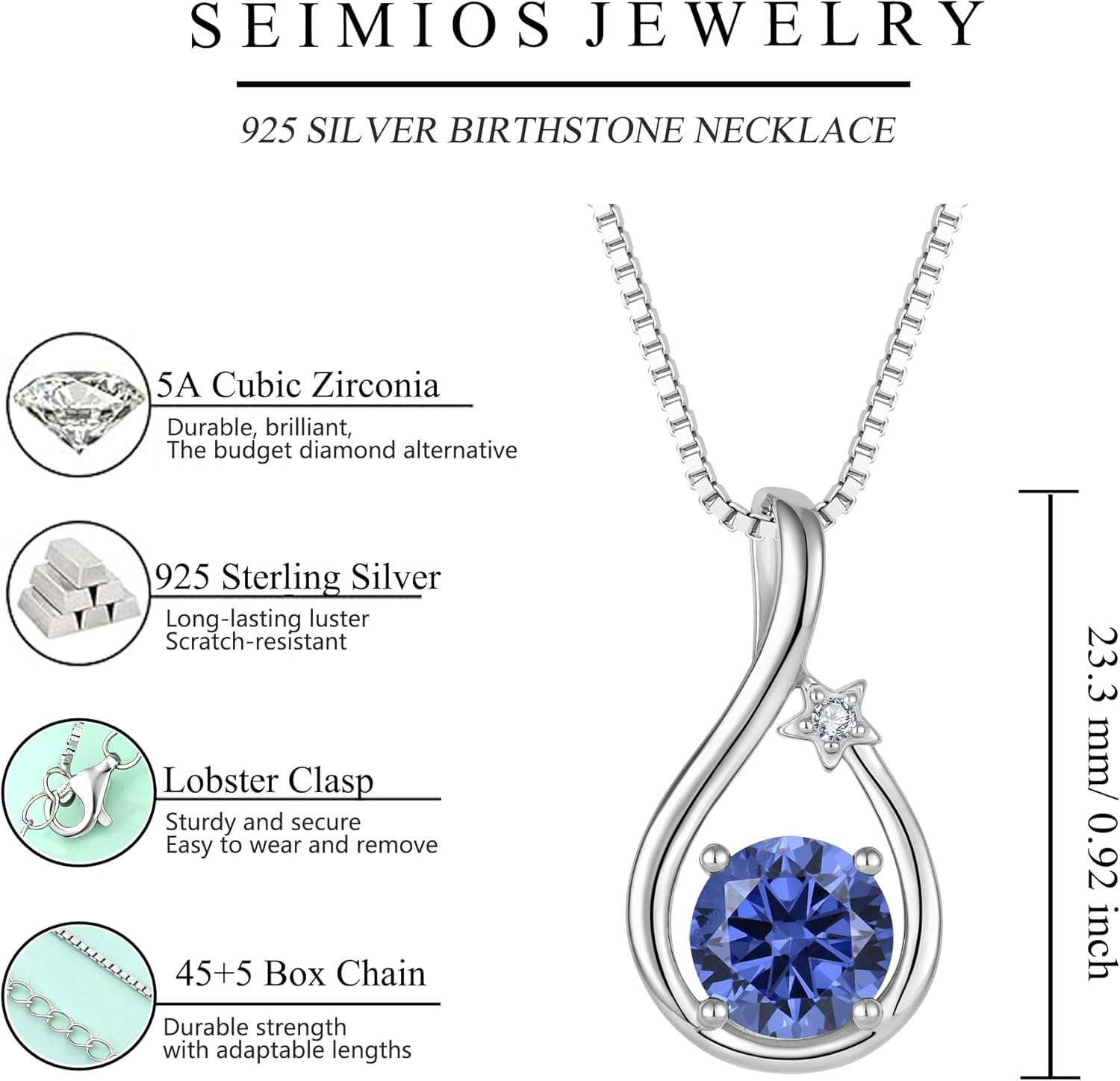 925 Sterling Silver Birthstone Necklaces for Women Twisted Infinity Pendant Necklace - Image 6