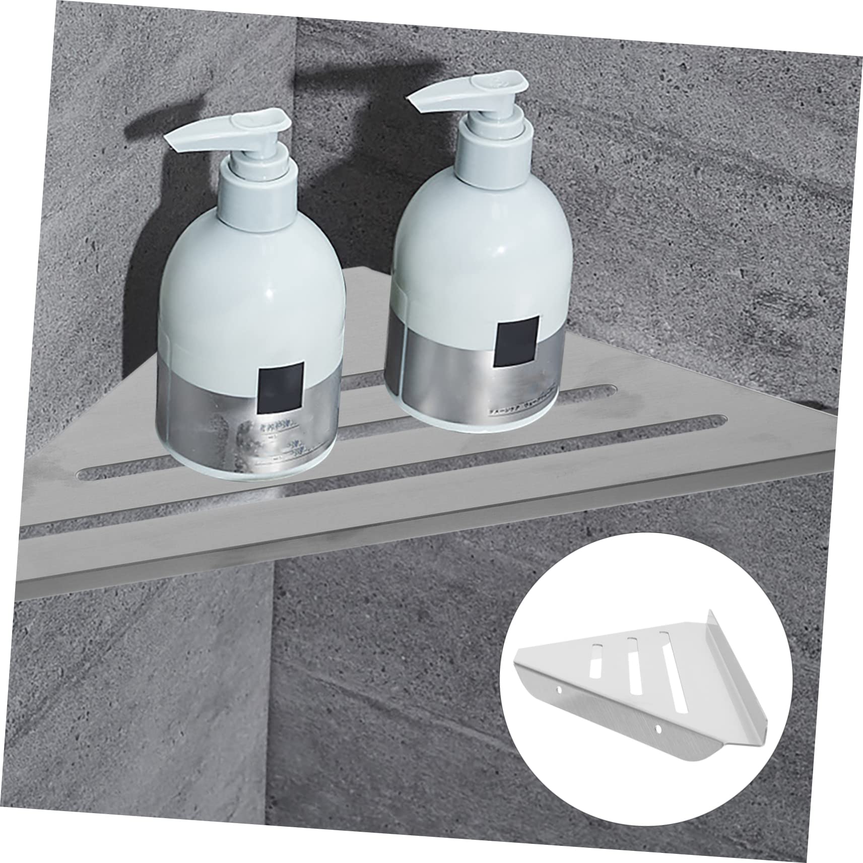 WOONEKY Scaffale Doccia Angolare in Acciaio Inox Argento Telaio | Organizzazione Ordinata, Design Pratico per Hotel e Bagno, Struttura Ispessita per Disposizione Pulita