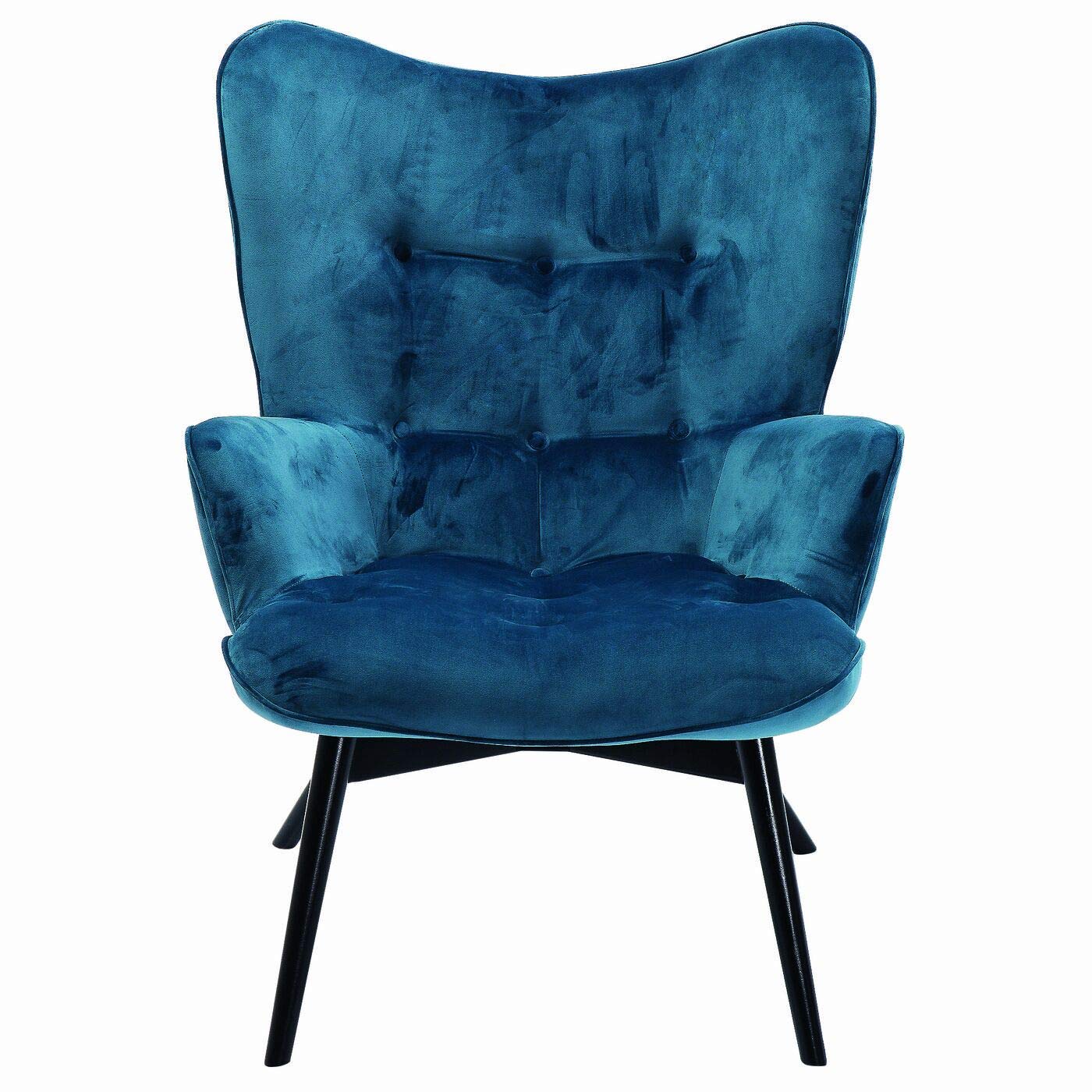 Kare Design Sessel Black Vicky, Petrol, Sessel, Polstersessel, Samtoptik, Buchenholz Beine, 94x73x83 cm (H/B/T)