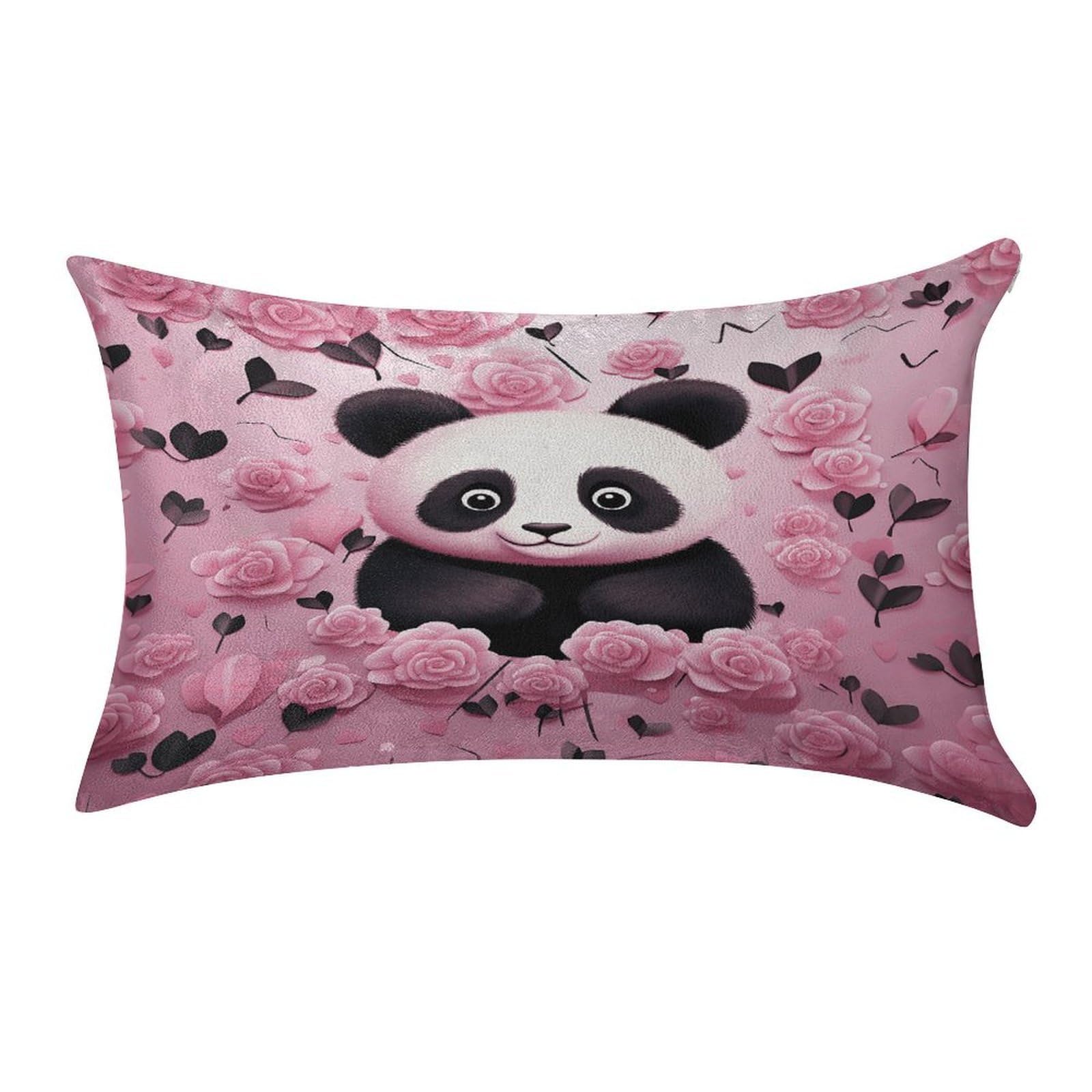 Fekiloot Style Pink Panda Pattern Pillow Covers Home Decor Pillow Cases