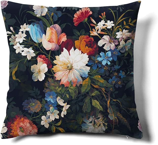 Happy Memories Decor Throw Pillow Cushion Cover, Classic Cashew Floral,Double Leopard Pattern,Floral Inspired Design and Cactus, Decorative Square Accent Pillow Case (Floral Inspired Design, 45x45 cm)