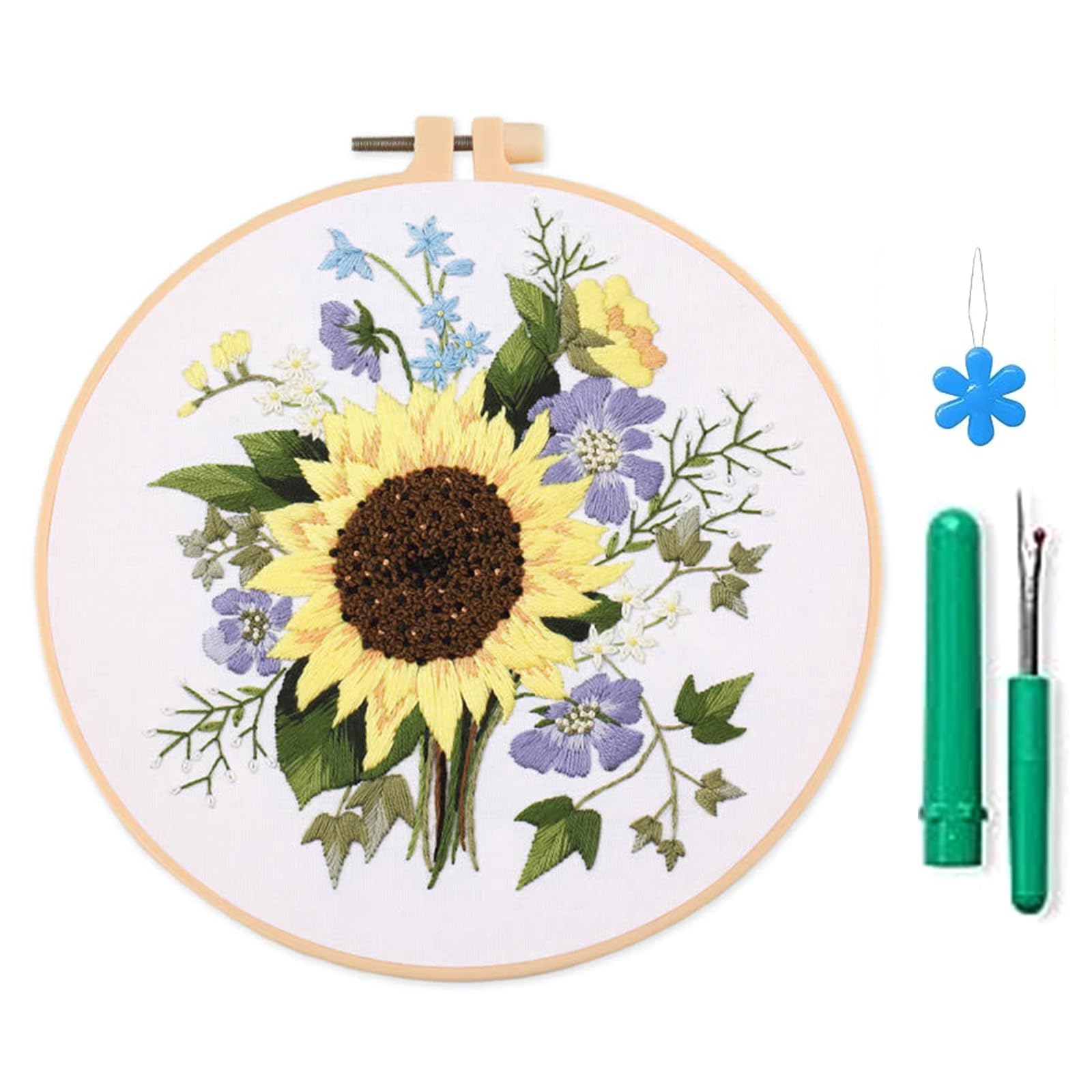 YROHGKPN Embroidery Starter Kits Cross Stitches Set for Beginners with Pattern Instructions Hoop Threads Needle Tool Embroidery Kits for Kids