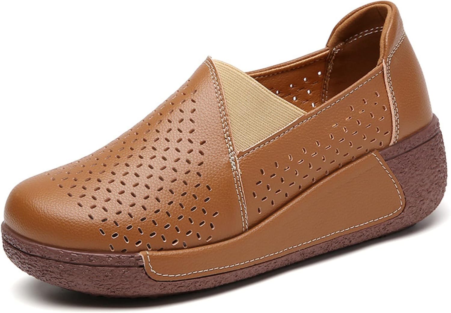Women's Wedge Loafers - Comfortable Genuine Leather