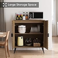 Vista 7 de Smuxee Walnut Sideboard Cabinet with Fluted Diamond Doors, Freestanding Buffet Cabinet with Adjustable Shelf, Wood Storage Cabinet for Living Room