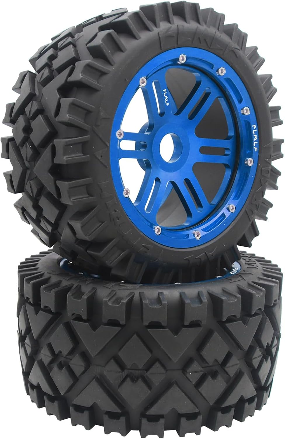FLMLF Metal Rear Hexagonal Rim Tires Kit 170 * 80MM Blue for 1/5 HPI Baja 5B RC CAR Parts