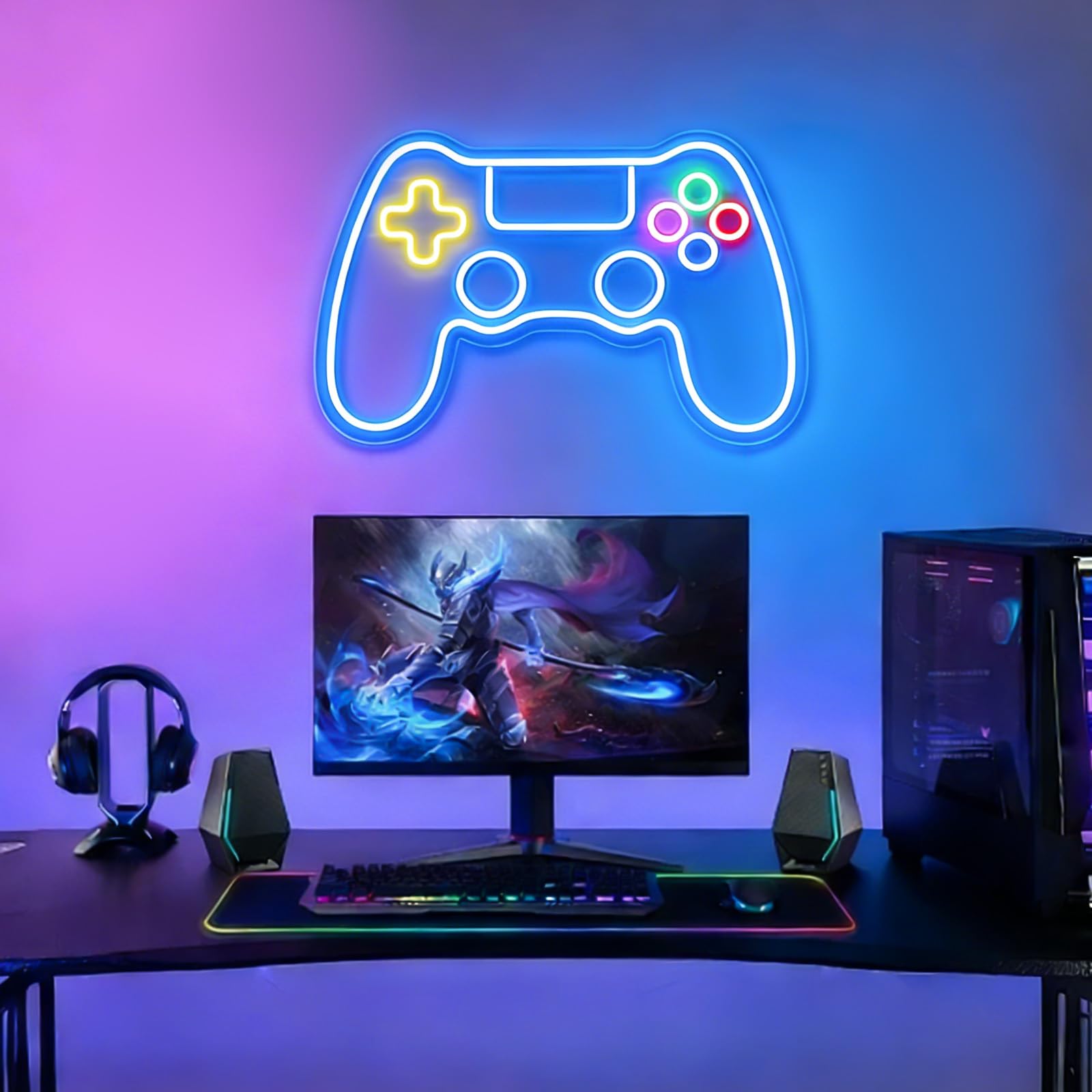 Enseigne Lumineuse, Neon Led Gaming Manette, Décoration Gaming, Gamer Decoration Chambre Murale Lampe, Réglable, Connexion Usb, Pour Décorer Un Mur, Un Cadeau Ou Une Fête