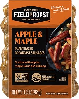 Field Roast Apple Maple Vegan Breakfast Sausage, Frozen 9.3oz - Plant-Based, Fully Cooked, Sweet Savory Flavor