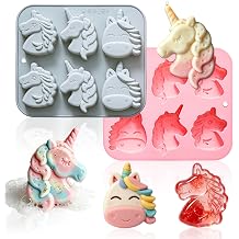 2 Pack Unicorn Silicone Soap Mold 6-Cavity Non-Stick Plaster Mold