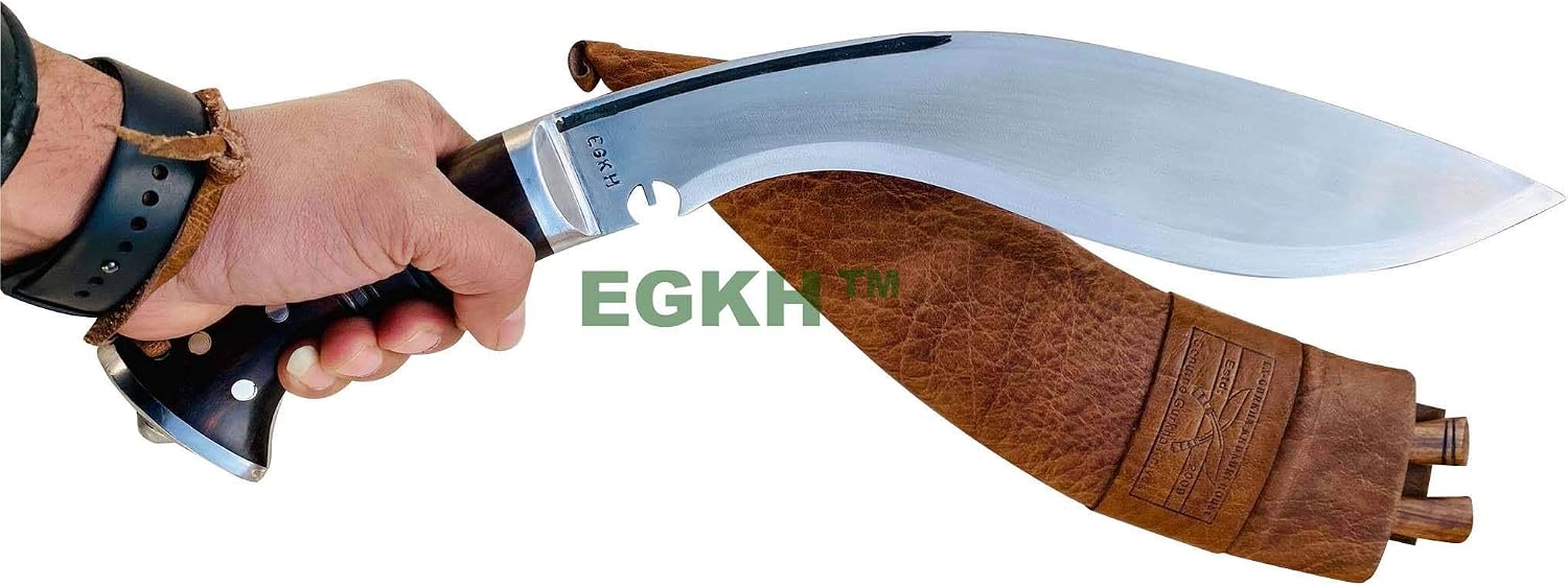 Genuine Full Tang Hand Forged Blade Khukri Knife - 13" World War I Historic Khukuri - Handmade in Nepal Zombie Apocalypse Chopper - Carbon Steel - Rosewood Handle