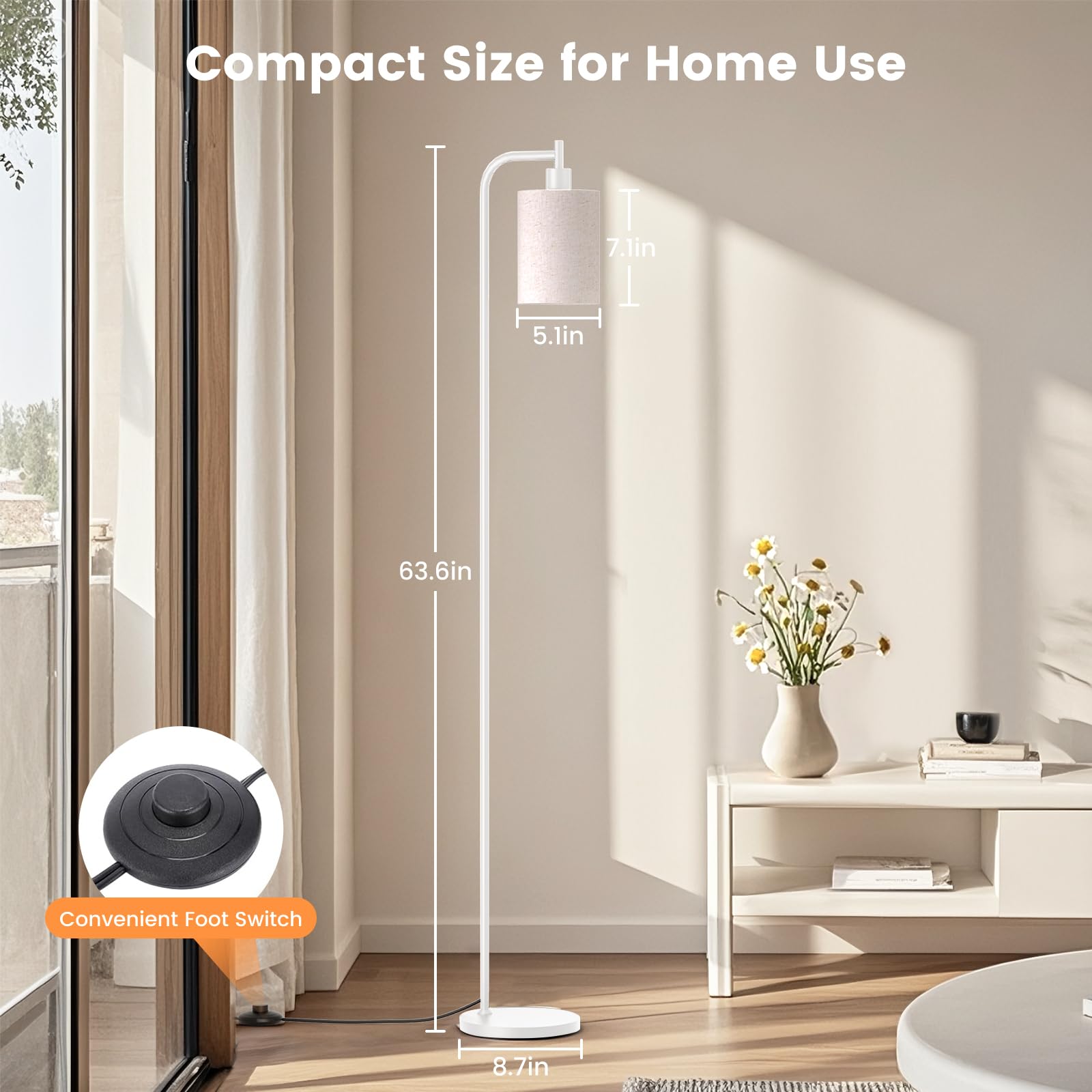 SIBRILLE Lampada a stelo dimmerabile con paralume in lino, lampada a LED con telecomando e 3 temperature di colore, moderna lampada a stelo per soggiorno, camera da letto, ufficio e angoli, con