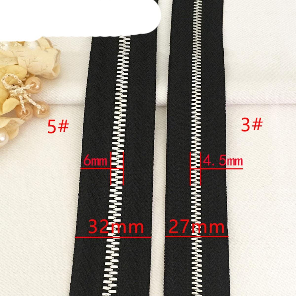 2M 3# 5# 8# 10# 15# Metallreißverschluss für Jacken Code Loading Coil Reißverschlüsse DIY Kleidungsstück Nähen Reißverschlüsse Tasche Ersatzteile Reißverschluss Zubehör-Pistole,No15,2Meters