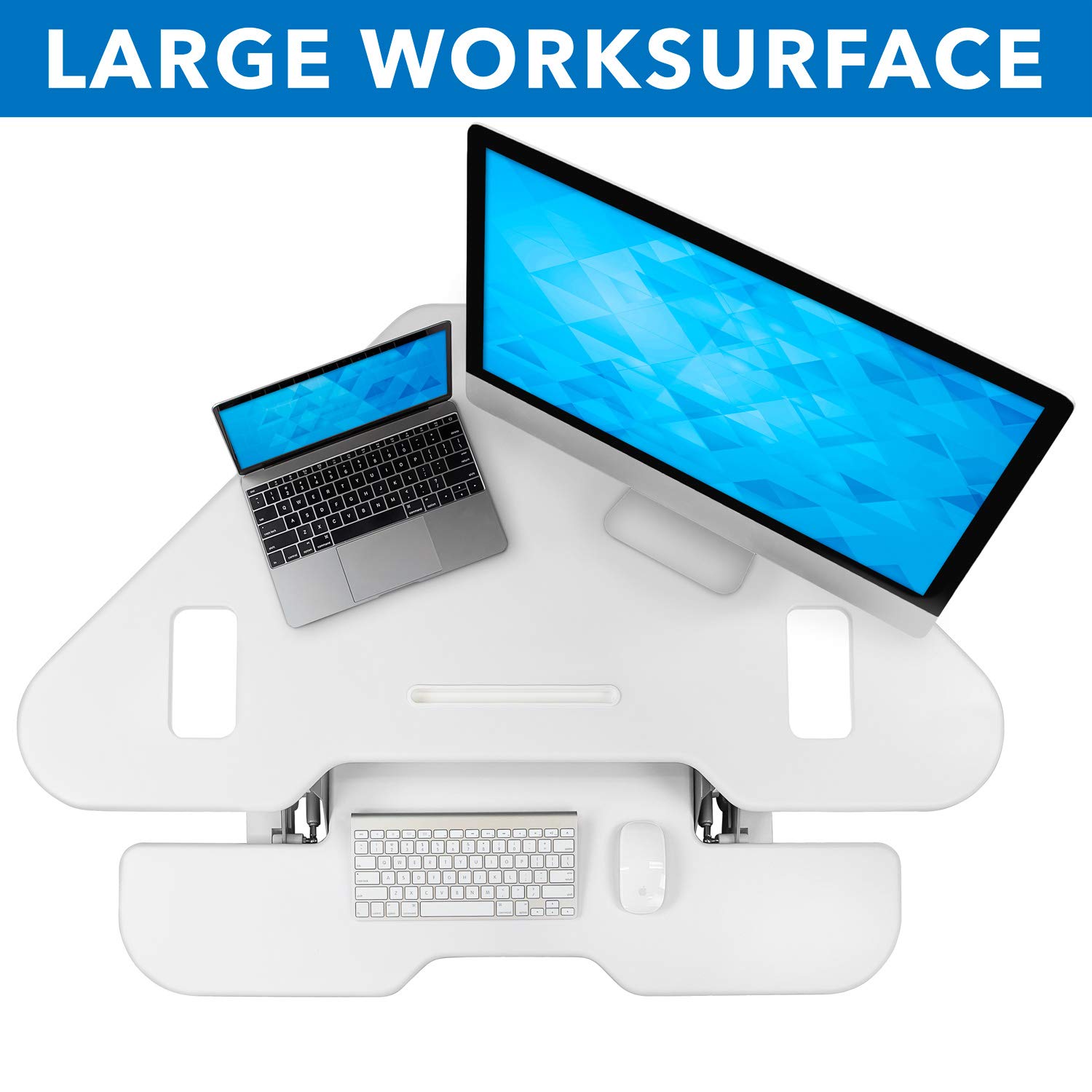 MountIt! White Corner Standing Desk Converter Height Adjustable 48