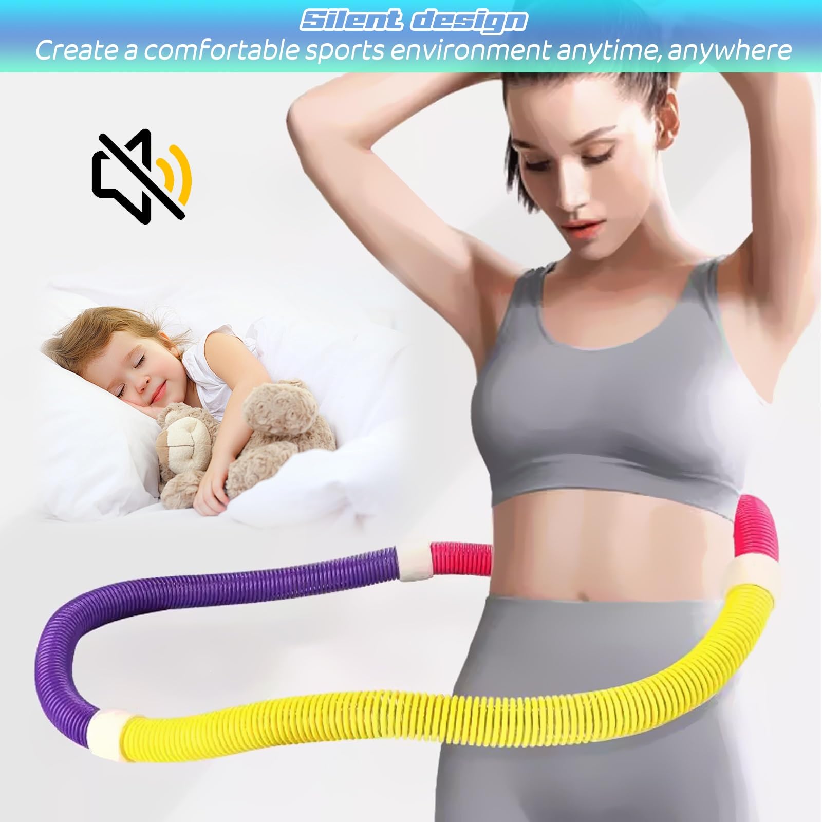 Hula Hoop per adulti, anello fitness pieghevole, design adatto alla vita, attrezzatura per esercizi ponderati, strumento dimagrante portatile per casa e viaggio