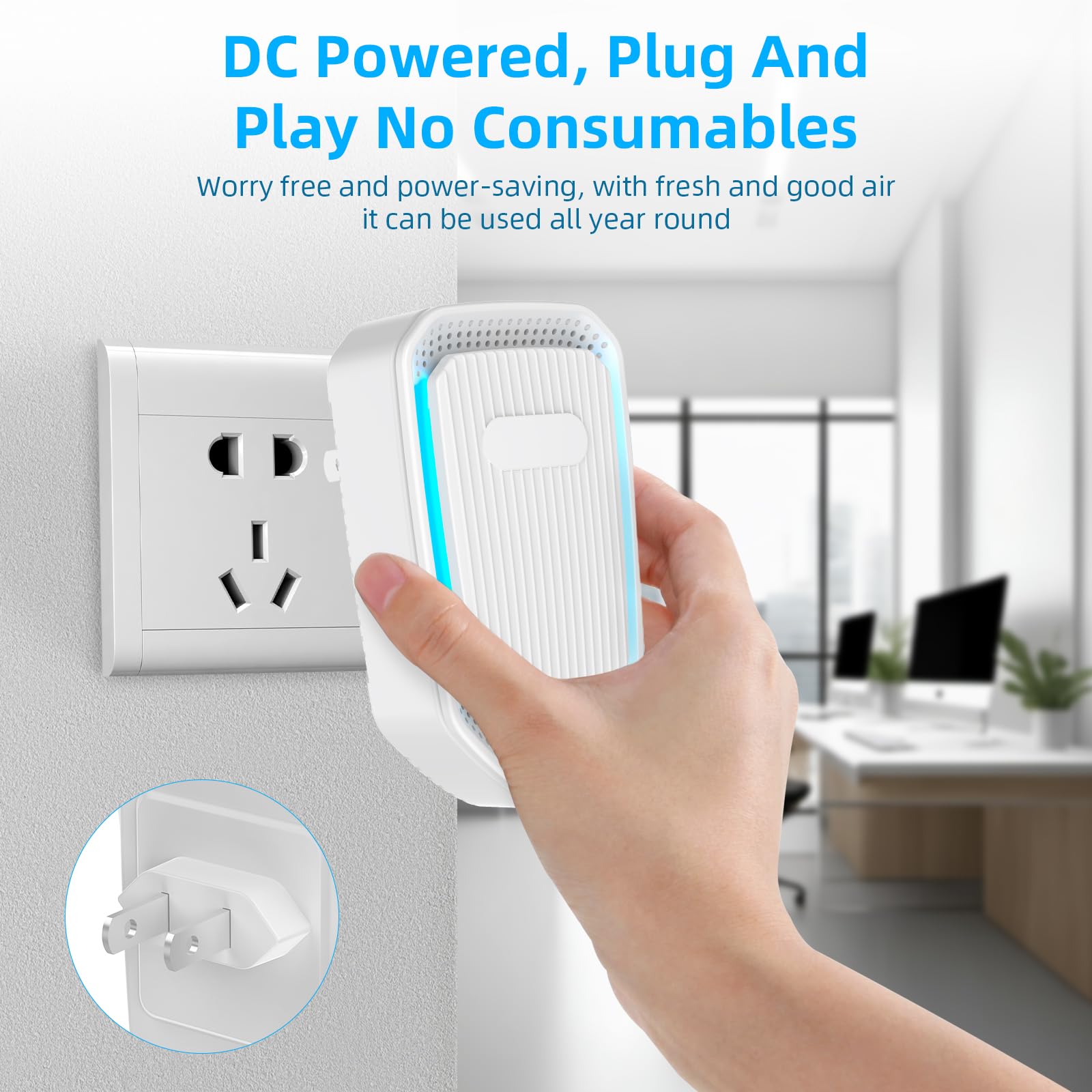 Ionizzatori d'aria per la casa, purificatore d'aria a parete, purificatore d'aria a ioni negativi per camera da letto, funzionamento silenzioso, deodorante per casa, camera da letto, ufficio, garage
