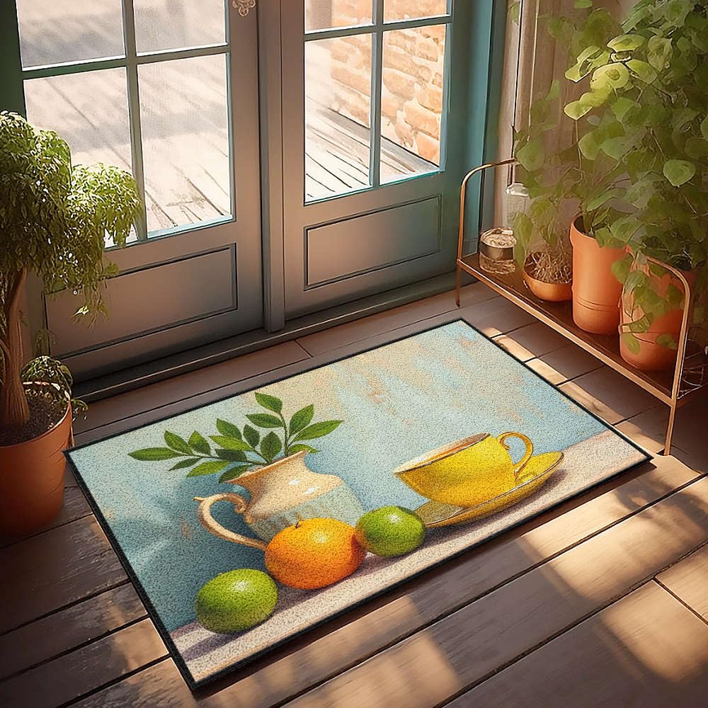 Tapis de porte d'entrée fruits et plantes 65x90 cm pour déco de chambre