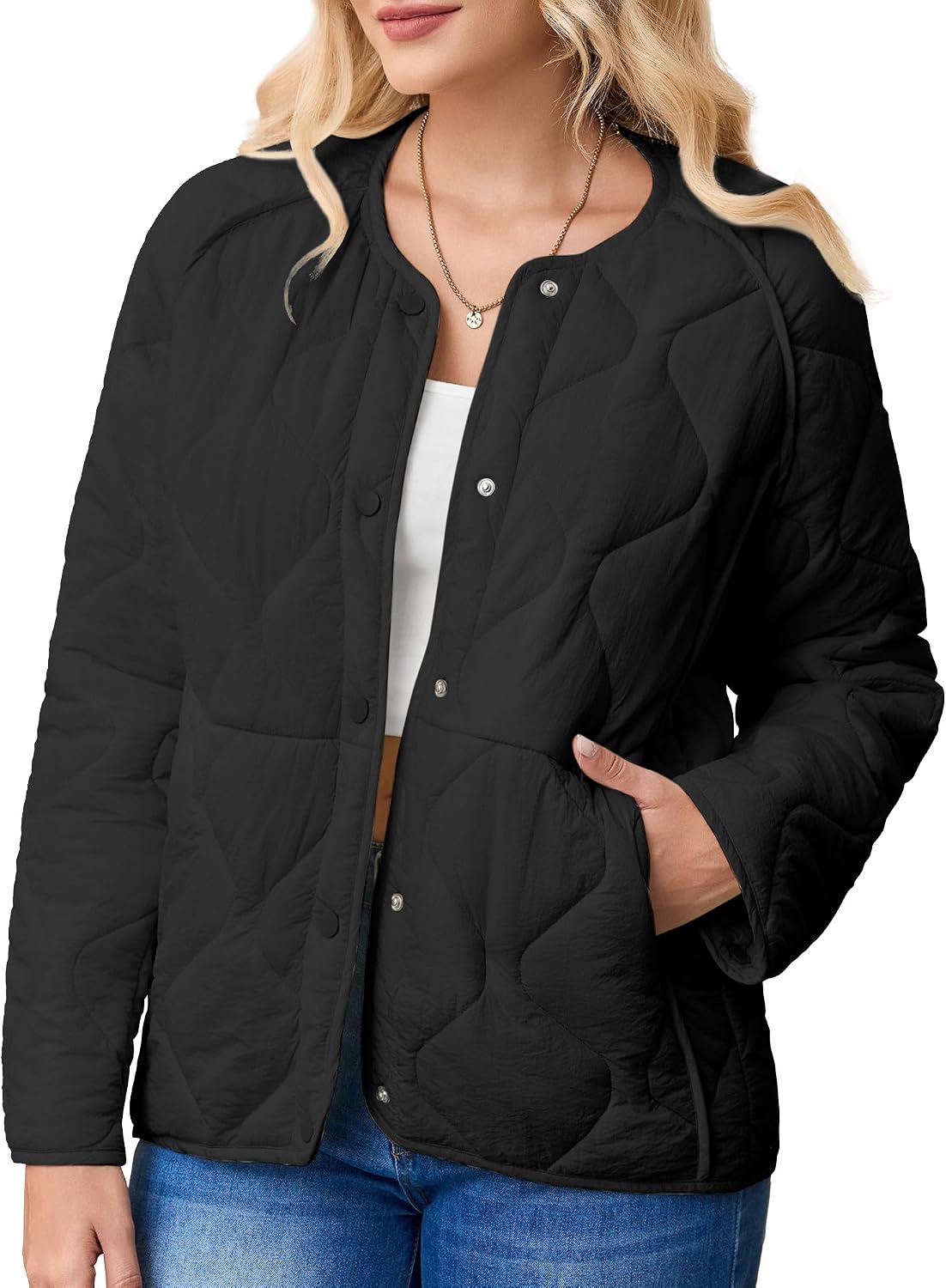 Women's Lightweight Quilted Jacket Oversized Spring Fall Puffer Coat Winter Warm Outdoor Jacket