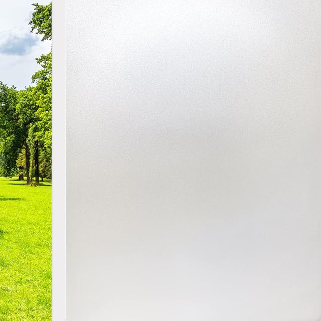 Ycheng Folia okienna, nieprzejrzysta, mleczna folia szklana, samoprzylepna, 44,5 x 200 cm, folia maskująca na okno z zewnątrz, do łazienki, biura, statyczna przyczepność