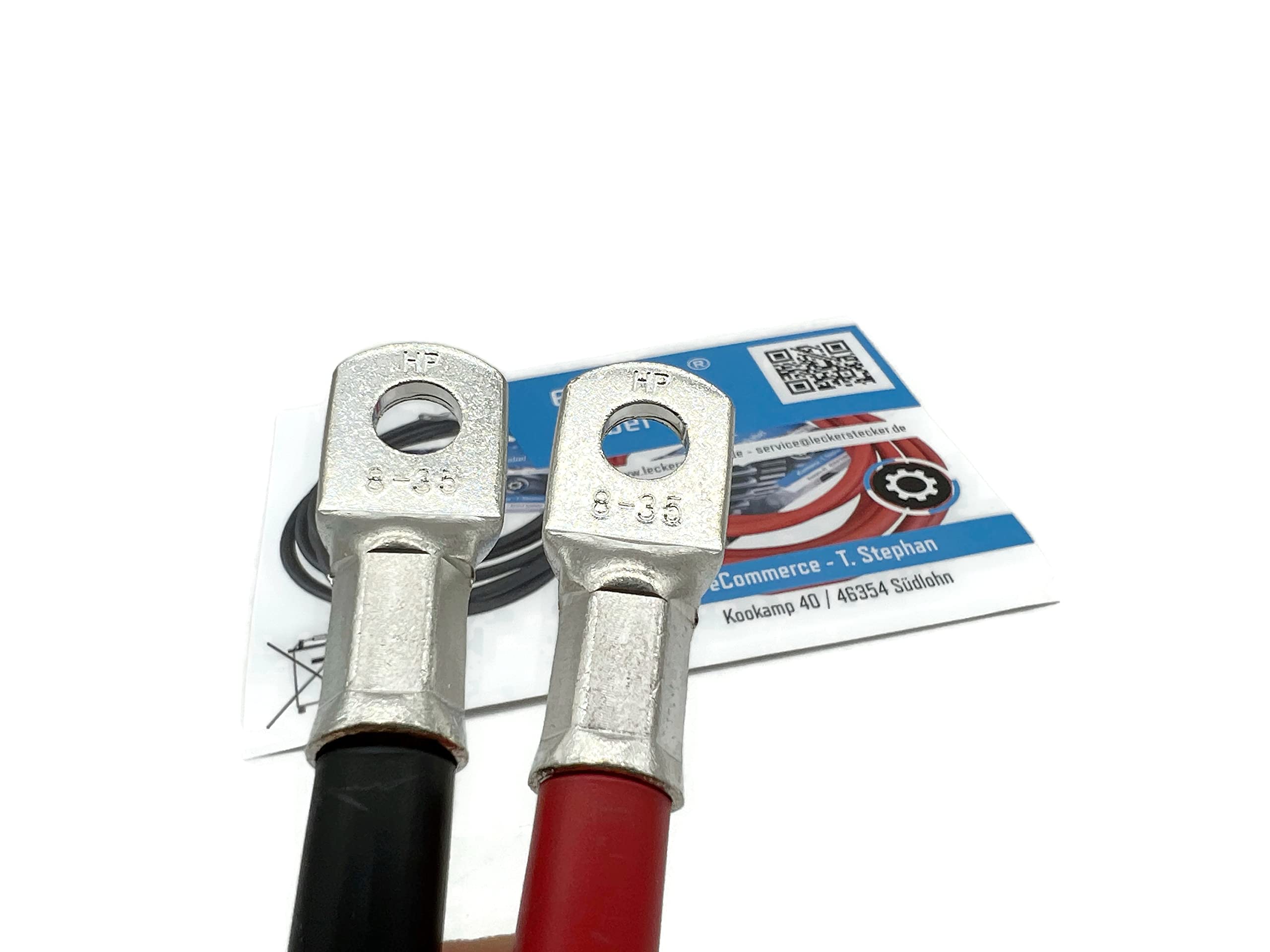 Exoda cavo batteria set 35 mm² 50cm con capocorda M8 rosso nero 99 percent rame resistente al calore fino a 70 per auto barca moto flessibile e durevole