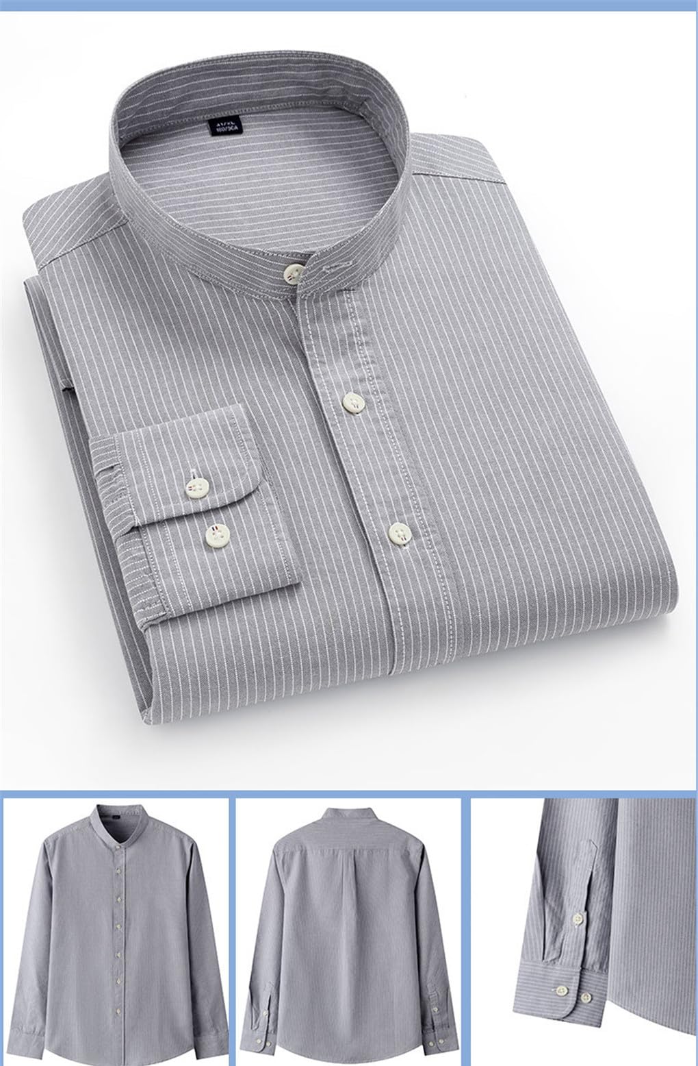 Dninmim Chemises Habillées pour Hommes, Chemise Oxford Rayée en Coton À Manches Longues, Hauts Fins Doux Et Confortables EN8 41 is Asian Size XL