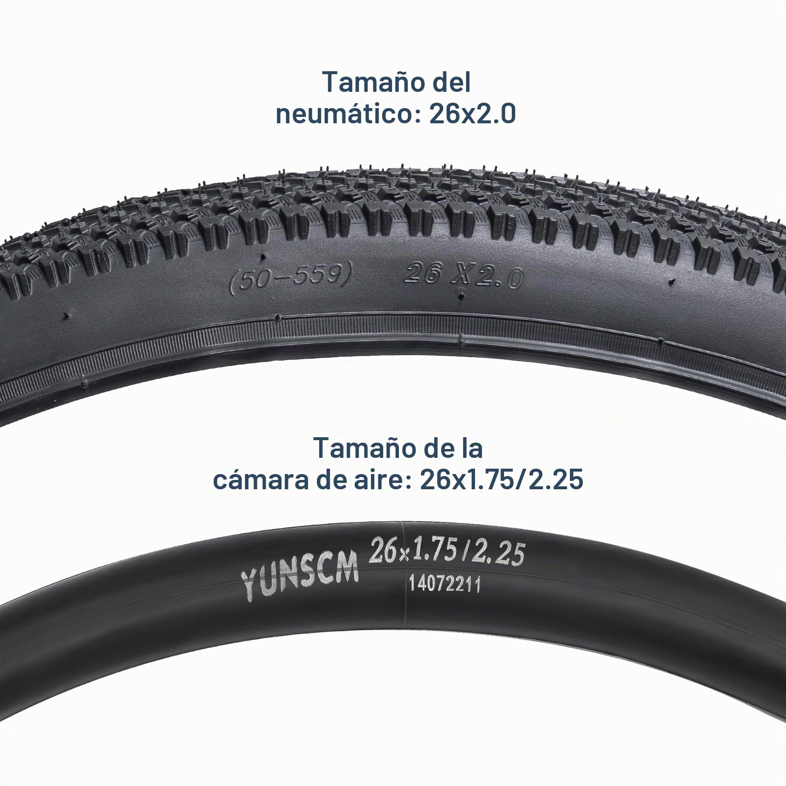 YunSCM 2Pcs Plegable 26 Pulgada Neumáticos 26x2.0 ETRTO 50-559 más 2Pcs 26 Pulgada Cámara de Aire AV32mm Valve Compatible Bike 26x1.95 26x2.0 Neumáticos and Cámara de Aire