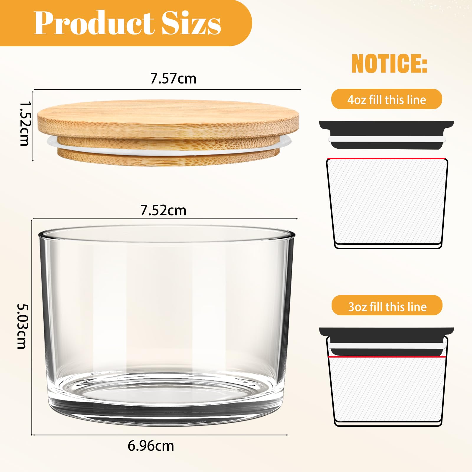 Lot de 15 Pots à Bougies Vides Pots à Bougies En Verre Transparent Contenant Bougie Transparent Jolies Étiquettes D'avertissement Adhésives pour La Fabrication de Bougies Avec Couvercles Hermétiques