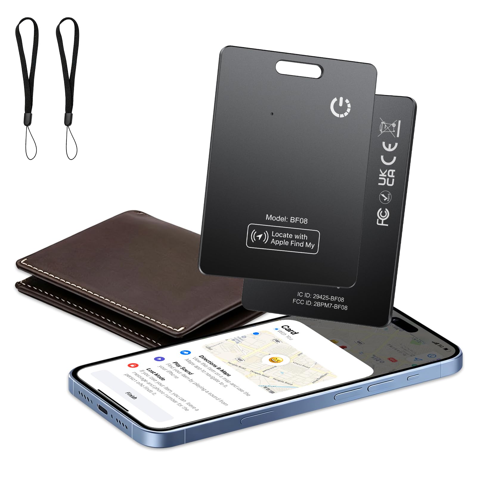 2 Pack Wallet Tracker Card [Apple MFi Certified] Air Tracker Tag (iOS only), IP68 0.06in Rechargeable Smart Card Work with Apple Find My, Keys Finder and Item Locator for Passport, Bags, Laptop, Black-image-37