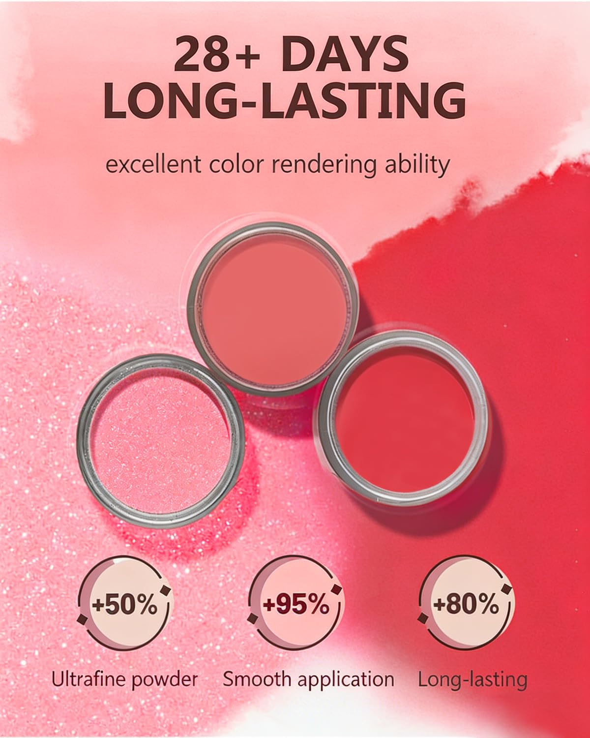 Aokitec Kit di avviamento in polvere per unghie in 3 colori, 12 polveri per ammollo rosa e rosso, con 3 liquidi per ammollo, kit di unghie in acrilico per nail art