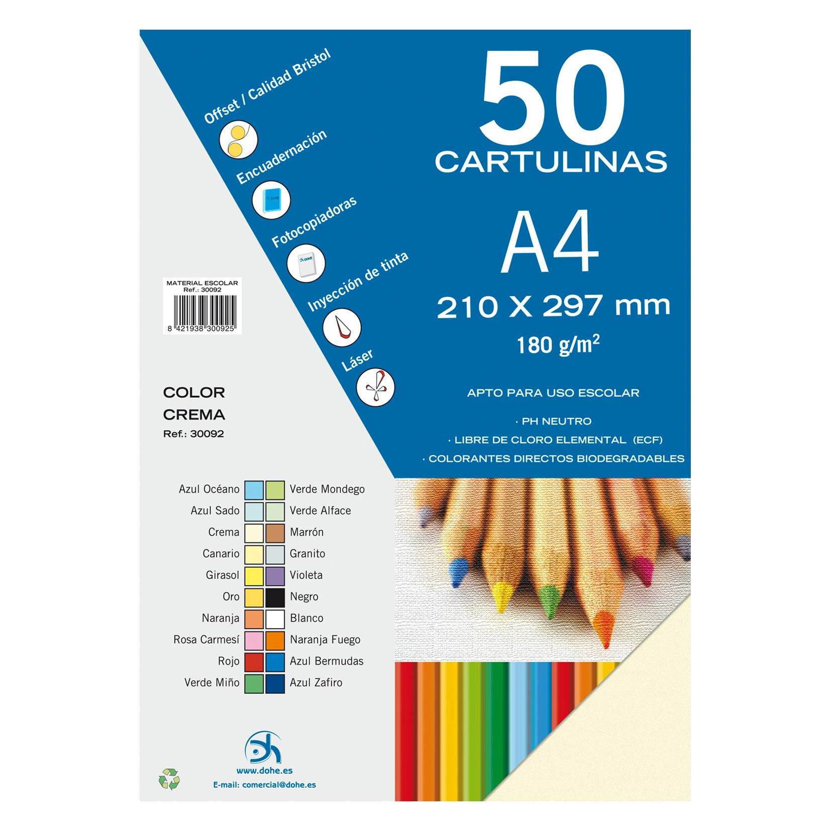 Dohe – Pack of 50 Pieces of Card, A4 Cream