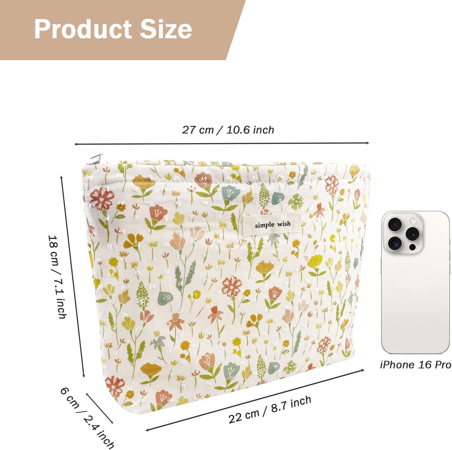 Cute Floral Makeup Bag, Large Cosmetic Bags for Women Girls, Aesthetic Canvas Makeup Organizer Storage with Zipper, Travel Toiletry Bag, Cute Skincare Bag (Floral Multicolor) image 5