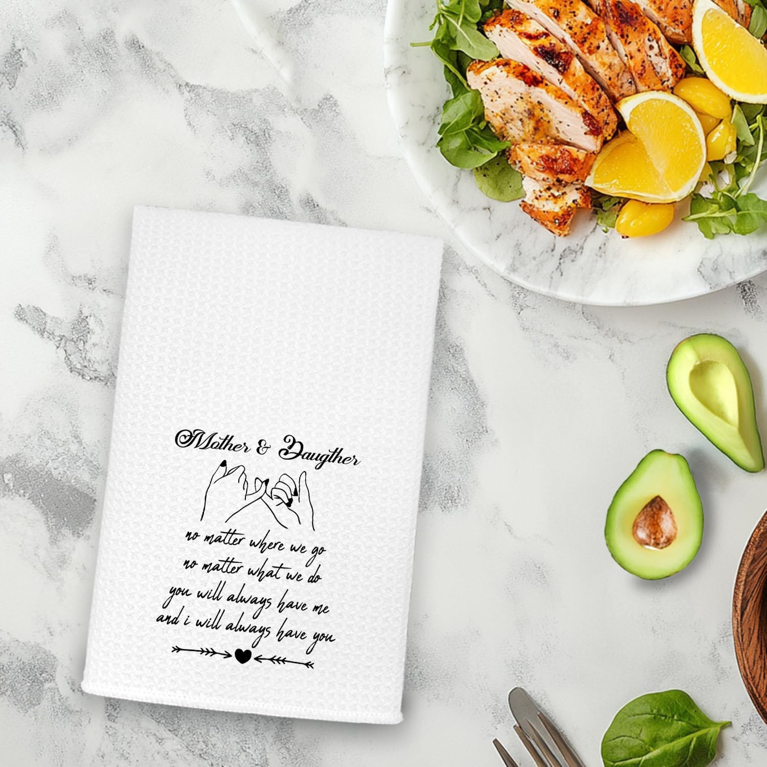 for Mom from Daughter, Mother and Daughter Kitchen Towels, Mother's Day Birthday Gifts for Mom Dish Towels for Bathroom Kitchen Decorative, 16x24 Inch - Image 4