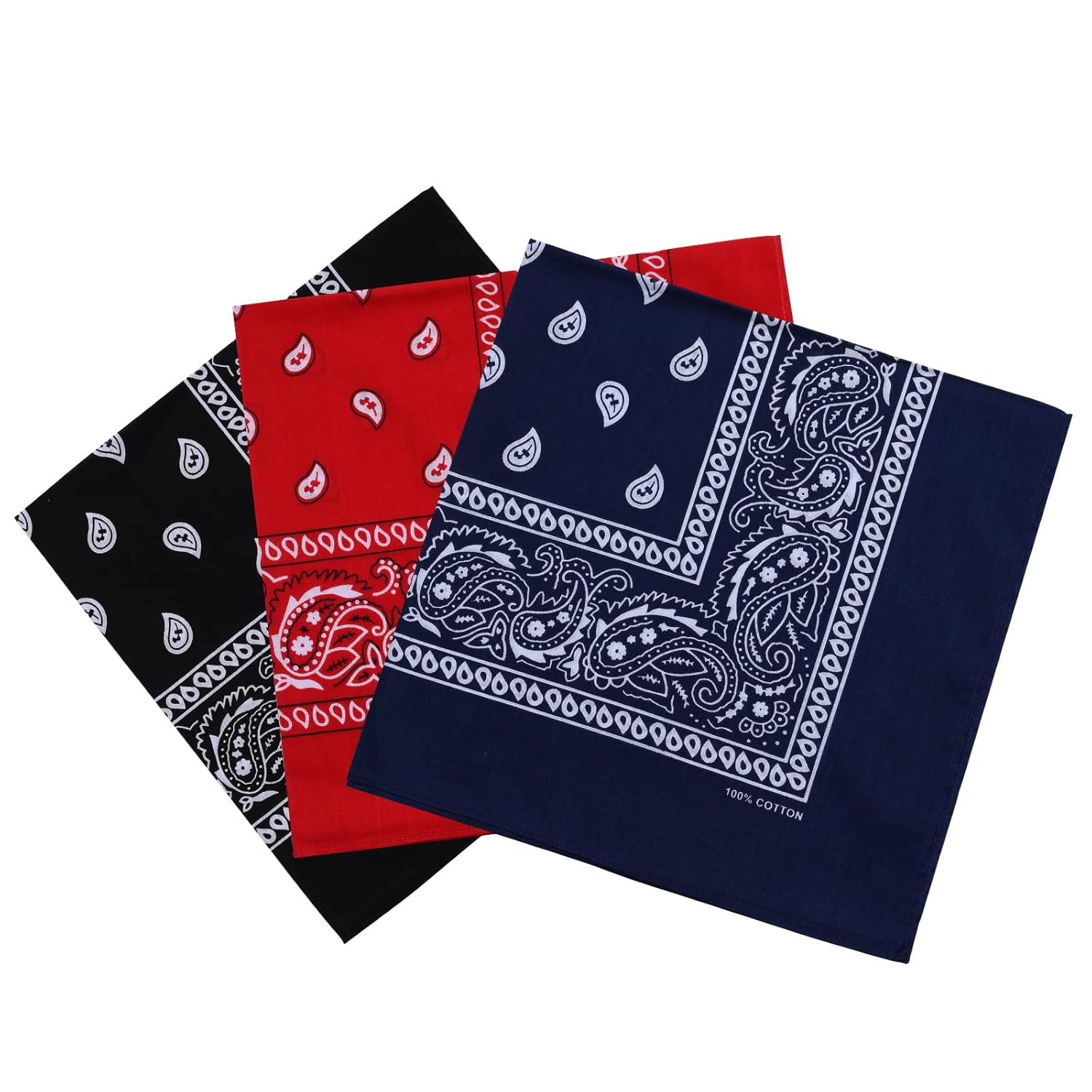 la ceida Cotton Bandanas for Men Women Paisley Cowboy Bandana Handkerchiefs for Hair 22x22