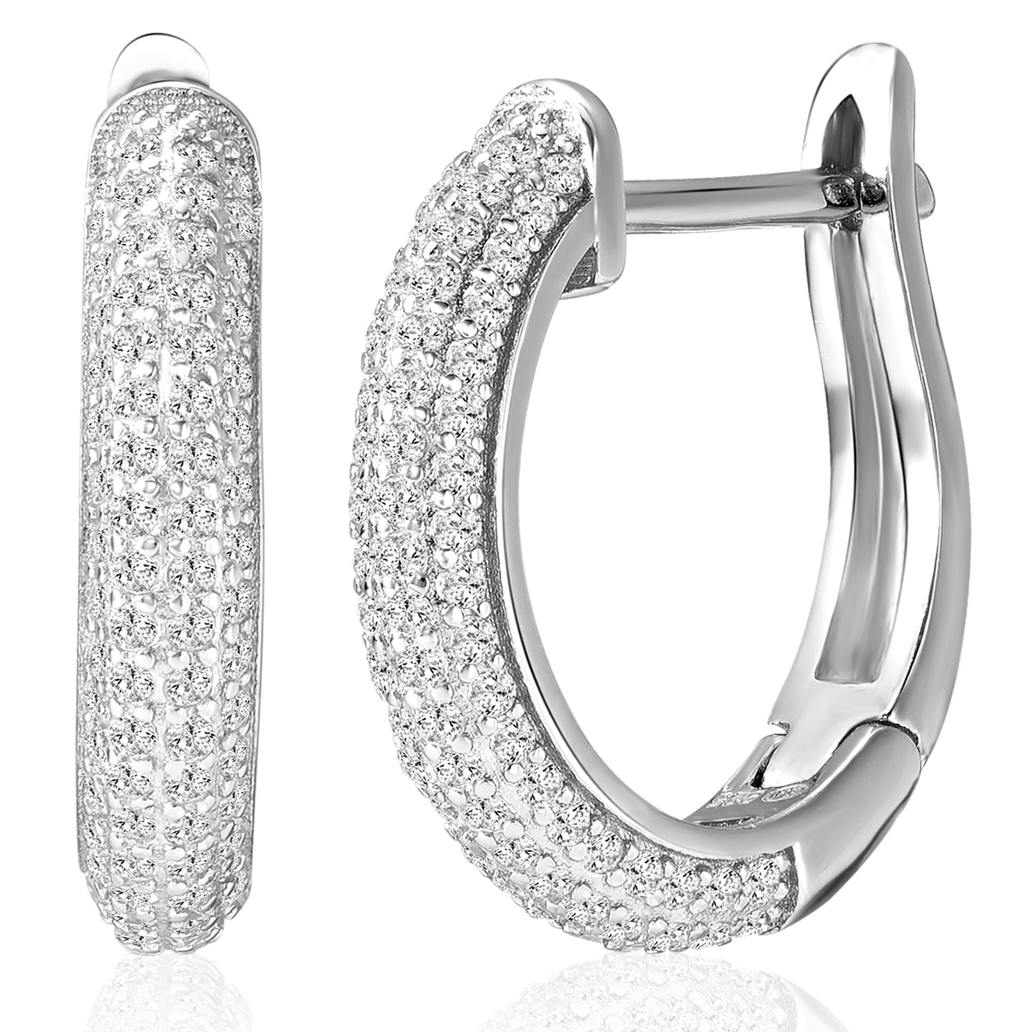 SILVORA by Peora 925 Sterling Silver Cubic Zirconia Studded Rhodium Plated Classic Hoop Earrings Fine Jewellery for Women Navratri Gift (B0DCZS5WCG) Amazon Price History, Amazon Price Tracker