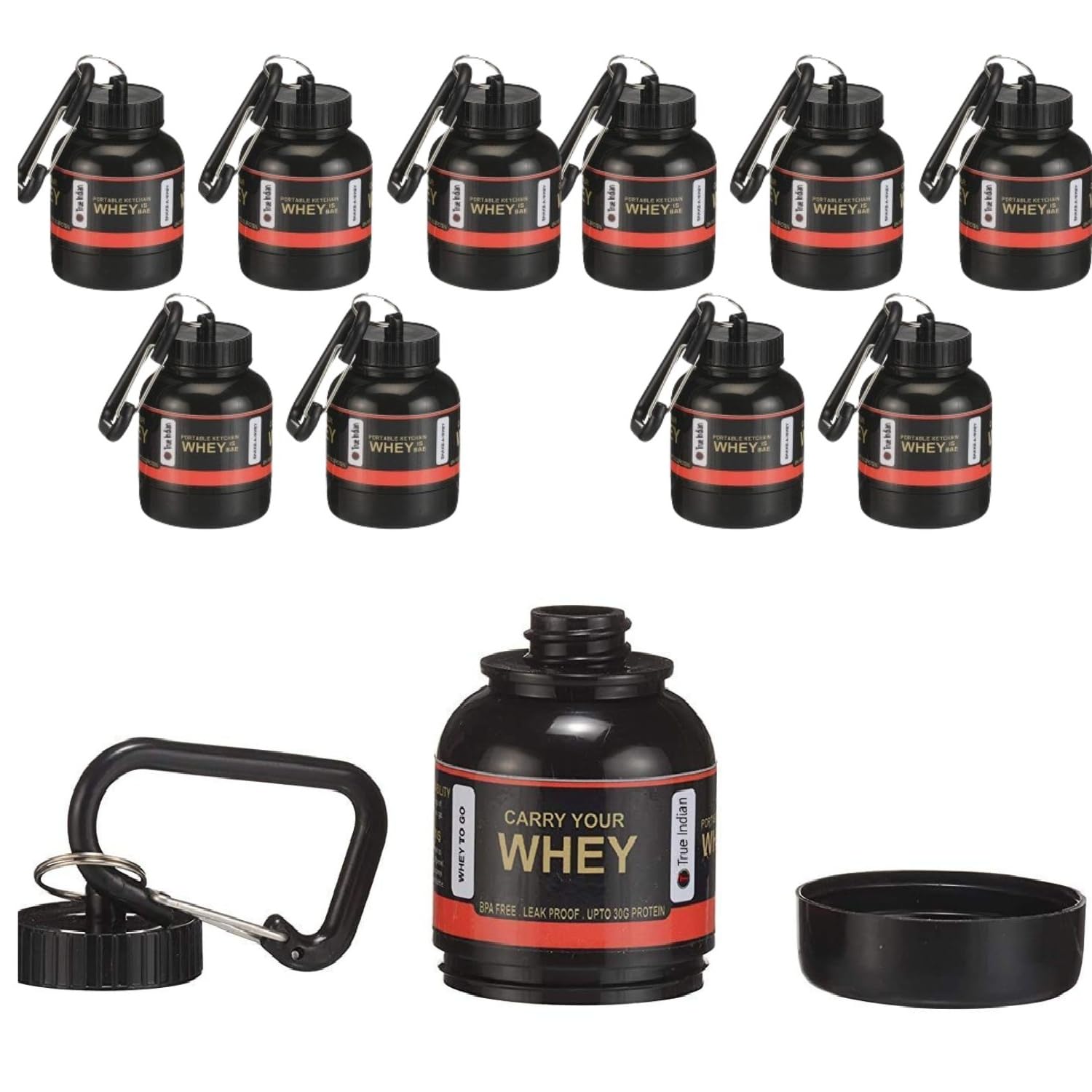 TRUE INDIAN Protein Funnel Mini Smart Portable Protein Powder Bottle| Portable Protein or Supplement Powder Carrying Funnel & Container with Key-Chain (PACK OF 10)-image-48