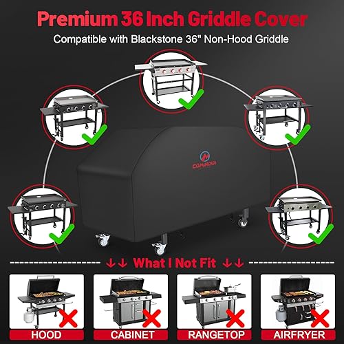 Miniatura 4 de Comnova - Cubierta de plancha para parrilla Blackstone de 36 pulgadas con capucha, cubierta de parrilla plana 600D para parrilla Blackstone Pro
