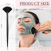 Vista 2 de 12 piezas de cepillo facial suave para colorete, cepillo de maquillaje, aplicador de ácido, herramientas cosméticas multiuso para máscara de Negro