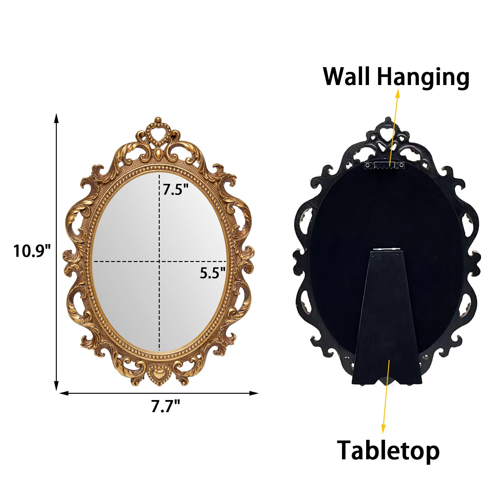 ビンテージ 装飾的なミラ- Amazon.co.jp: JANDERART ゴールドヴィンテージオーバルミラー6x8
