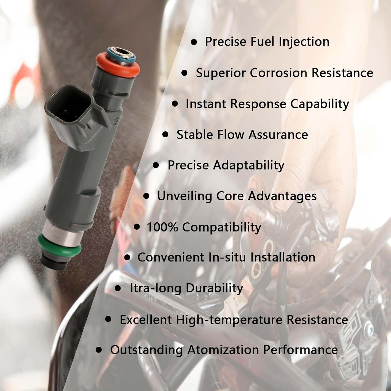 Set of 4 Fuel Injectors - Compatible with Pontiac G6 2010 Chevy Malibu 2010-2012 HHR 2009-2011 2.4L L4 - Replaces FJ1064 12613163 4G2251