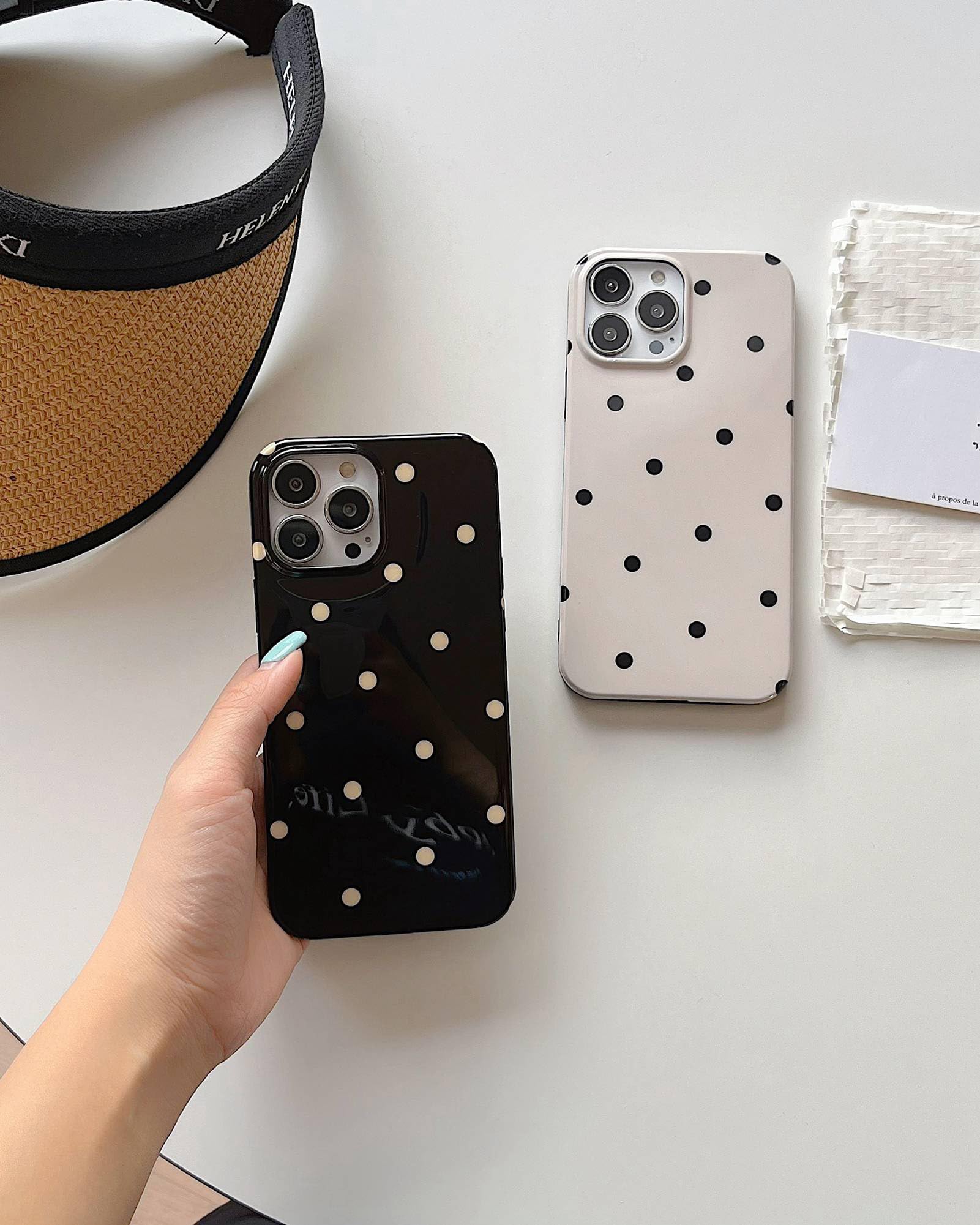 Amazon.com: Retro Black Polka Dots Cute Phone Case