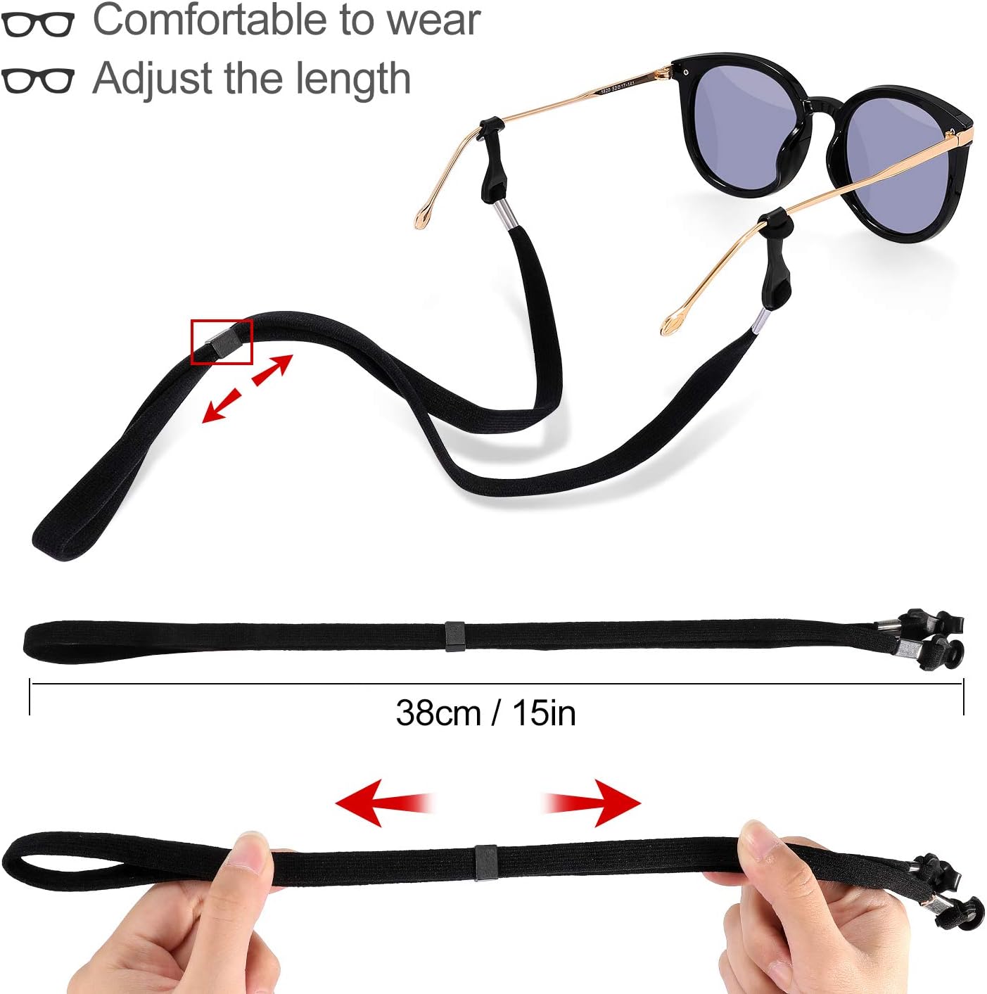 Exclusive Discount 70% Price Eyewear Retainer, ONME Adjustable Eyeglass Chains, Universal Fit Rope Eyewear Retainer, Sport Unisex Sunglass Retainer Holder Strap, Black Glasses Holder, Set of 6 Pack for Men and Women