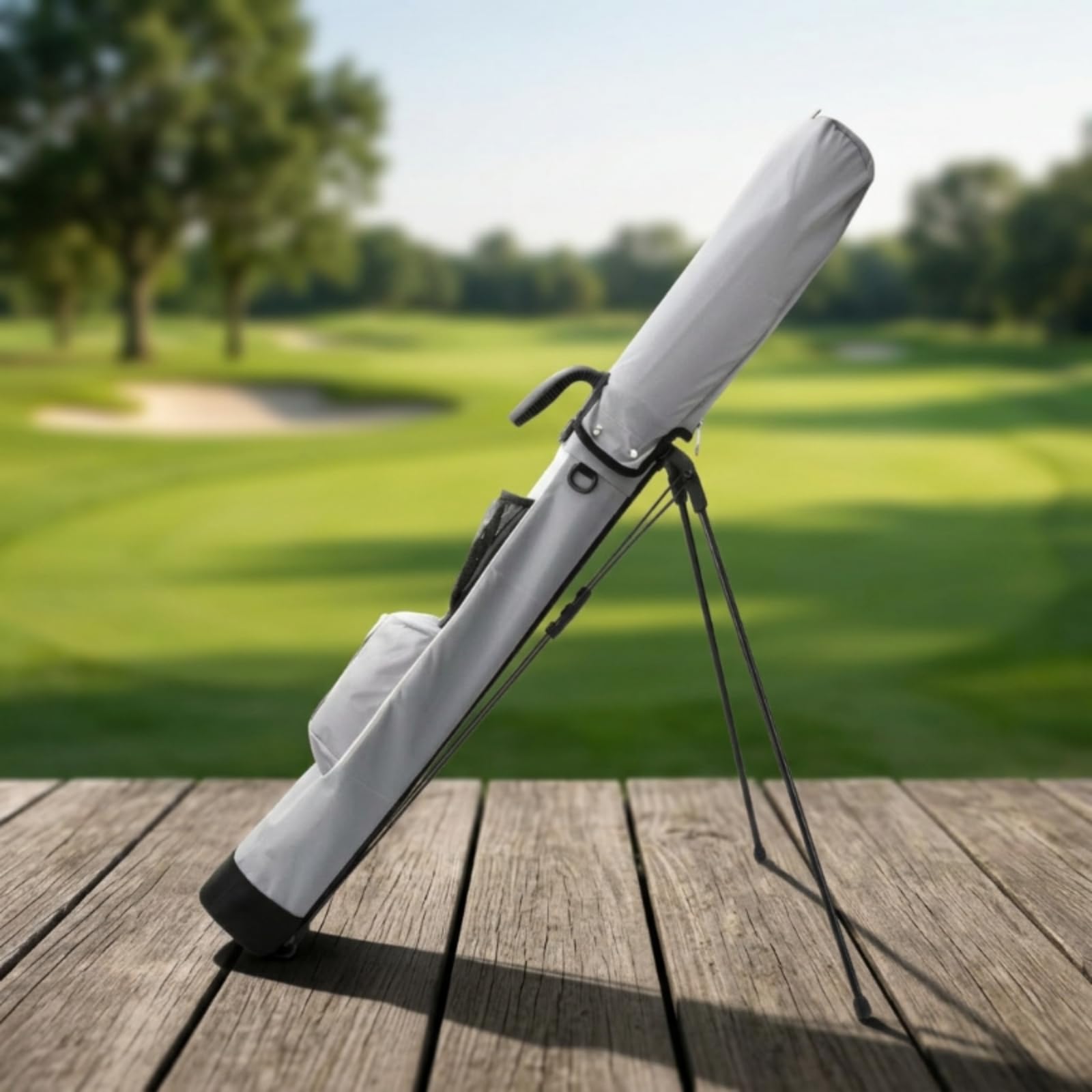 Standbag mit Netztasche wasserdicht Golf-Standbag tragbar Golfbag mit Standfuß für Driving Range, Grau