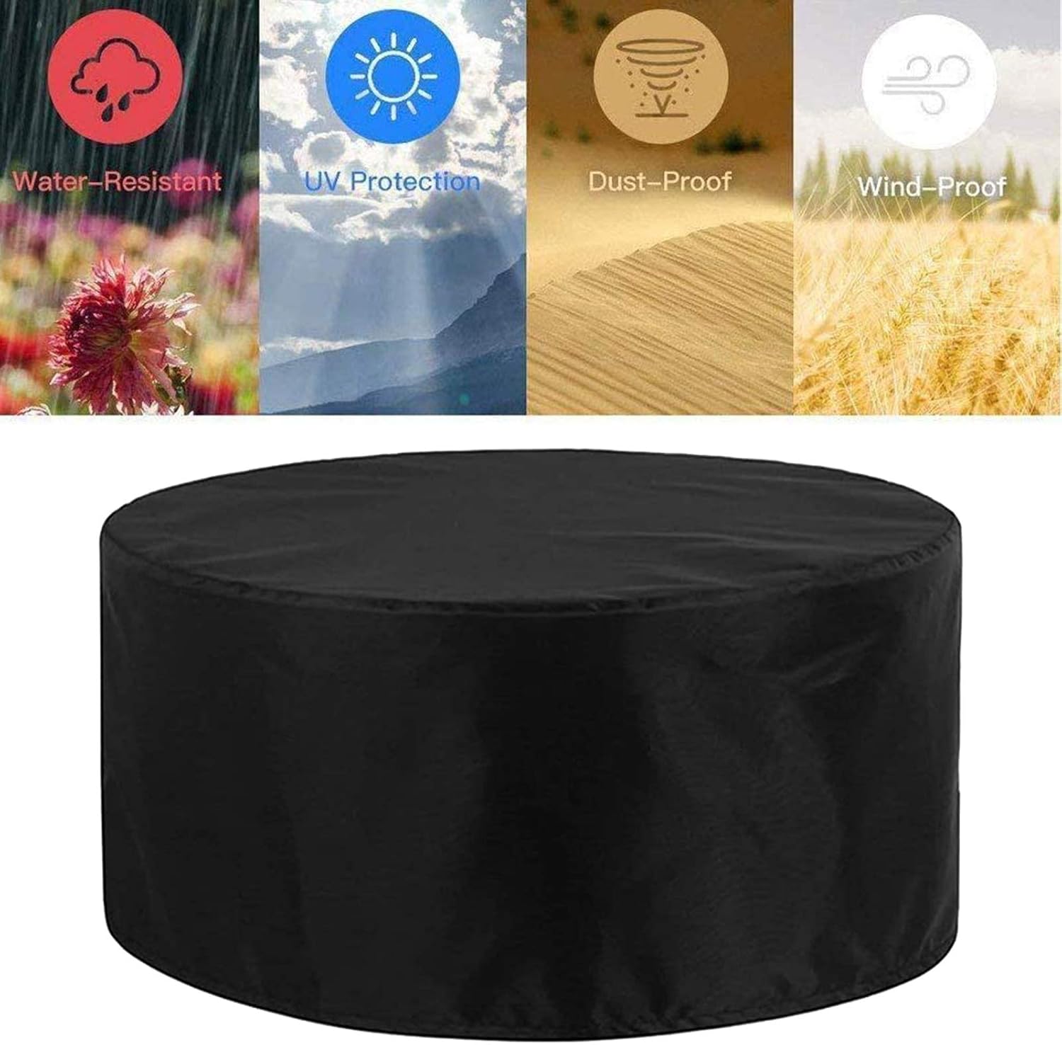Patio Furniture Covers Waterproof 30x23in, Outdoor Garden Furniture Covers, Round Patio Table Cover, Snowproof Windproof Dust Resistant Heavy Duty - for Table Chair Sofa